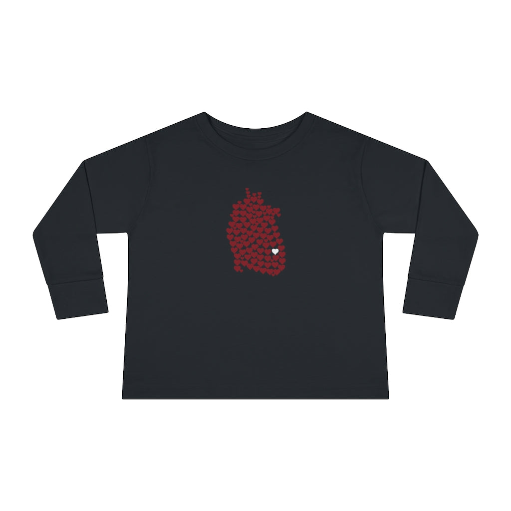 Toddler 1 in 100 Hearts Long Sleeve Tee