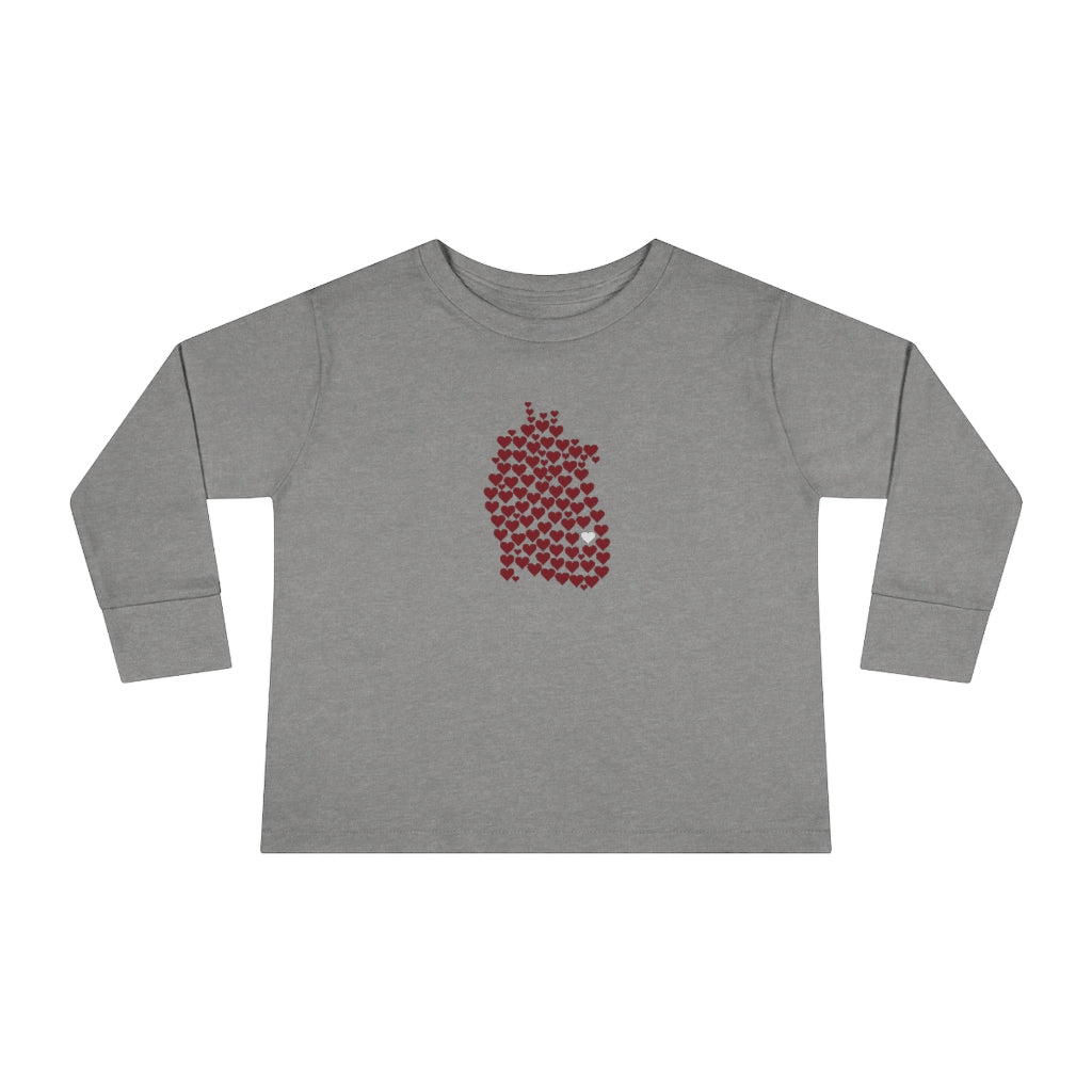 Toddler 1 in 100 Hearts Long Sleeve Tee